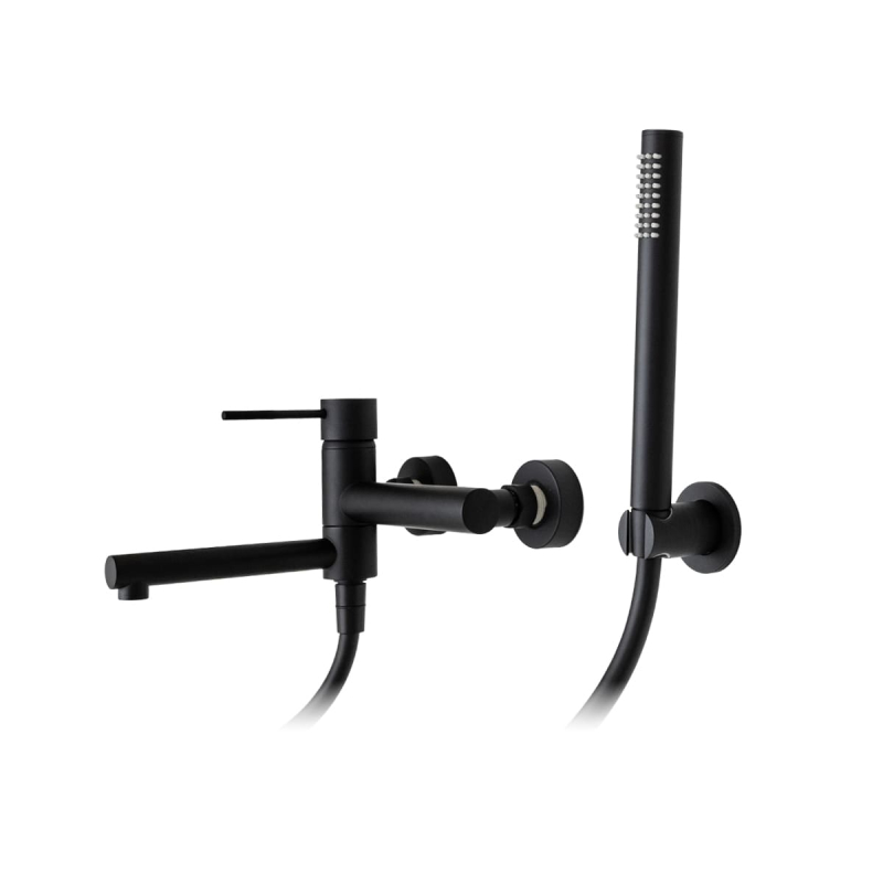 Bateria wannowa ścienna lugo z zestawem natryskowym czarna CORSAN CMZ7541BL