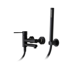 Bateria wannowa ścienna lugo z zestawem natryskowym czarna CORSAN CMZ7541BL