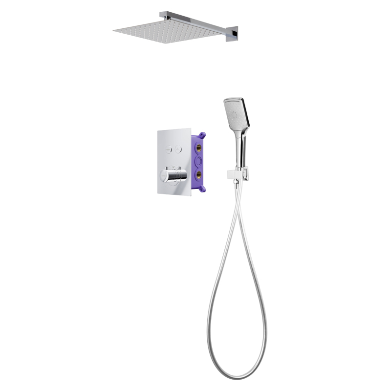 Zestaw prysznicowy chrom z deszczownicą i głowicą termostatyczną CORSAN CMZ049CH