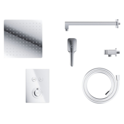 Zestaw prysznicowy chrom z deszczownicą i głowicą termostatyczną CORSAN CMZ049CH
