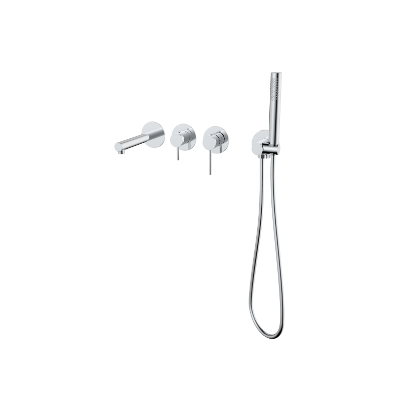 Bateria wannowa ścienna LUGO z zestawem natryskowym chrom CORSAN CMB7554CH