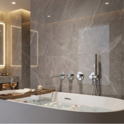 Bateria wannowa ścienna LUGO z zestawem natryskowym chrom CORSAN CMB7554CH