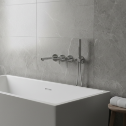 Bateria wannowa ścienna LUGO z zestawem natryskowym chrom CORSAN CMB7554CH