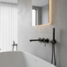 Bateria wannowa ścienna LUGO z zestawem natryskowym czarna CORSAN CMB7554BL