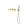 Bateria wannowa ścienna LUGO z zestawem natryskowym złota CORSAN CMB7554GL