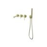 Bateria wannowa ścienna LUGO z zestawem natryskowym złoto szczotkowane CORSAN CMB7554BGL