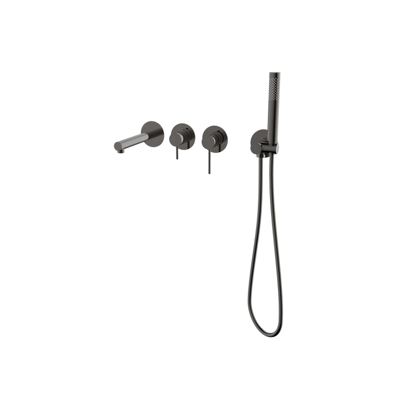 Bateria wannowa ścienna LUGO z zestawem natryskowym gunmetal CORSAN CMB7554GM