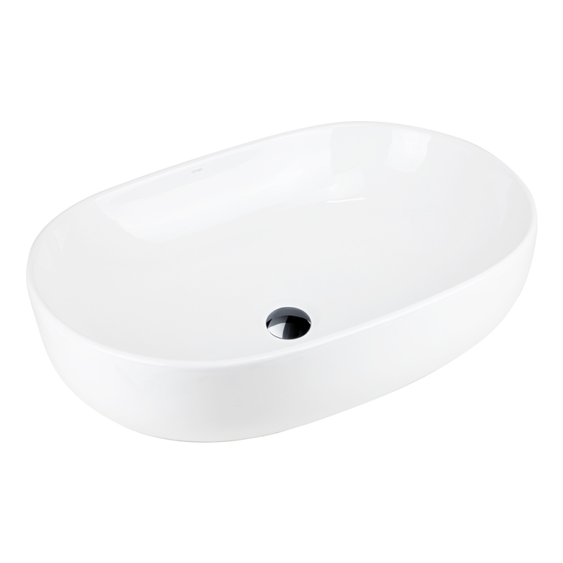 Umywalka nablatowa OLVENA 600x425x145mm owalna czarny korek CORSAN UC5566BL