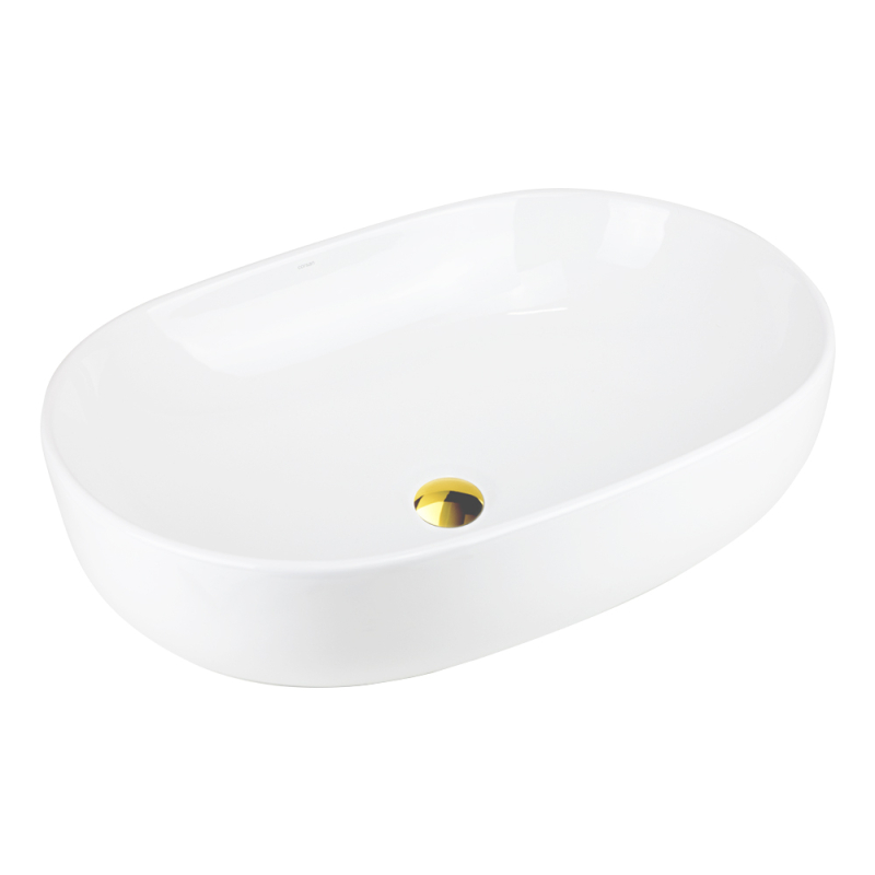 Umywalka nablatowa OLVENA 600x425x145mm owalna złoty korek CORSAN UC5566GL