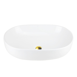 Umywalka nablatowa OLVENA 600x425x145mm owalna złoty korek CORSAN UC5566GL