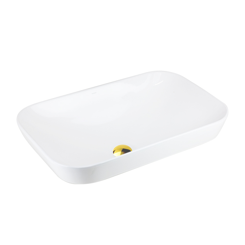 Umywalka nablatowa INTERO prostokątna 530x335x170 mm złoty korek CORSAN UC5580GL