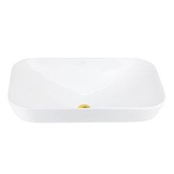 Umywalka nablatowa INTERO prostokątna 530x335x170 mm złoty korek CORSAN UC5580GL