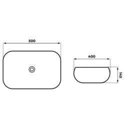 Umywalka nablatowa MONO prostokątna 500x400x145 mm CORSAN UC5597