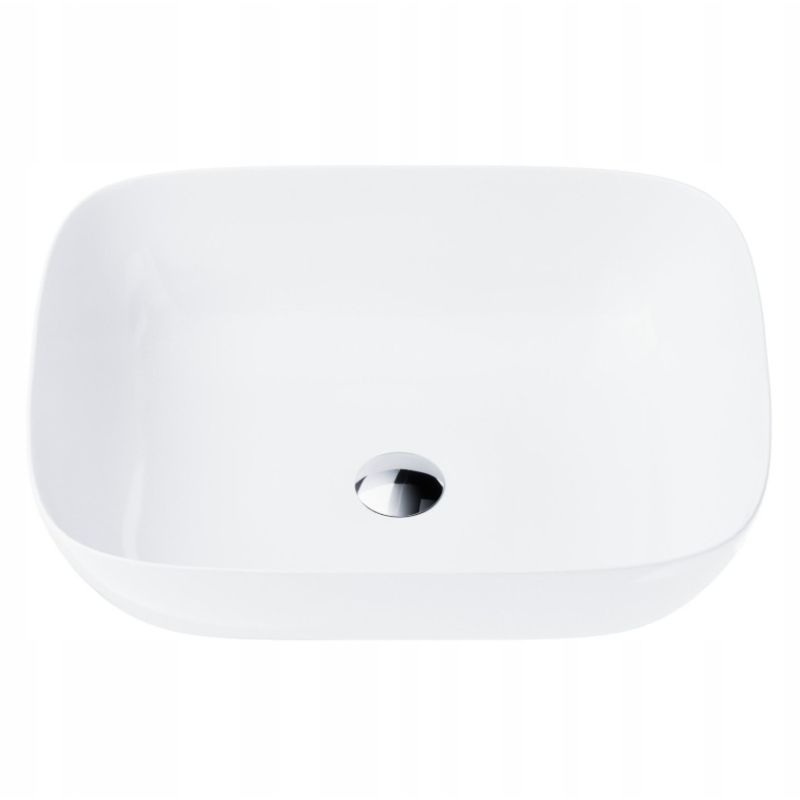 Umywalka nablatowa MONO prostokątna 500x400x145 mm z korkiem chrom CORSAN UC5597CH