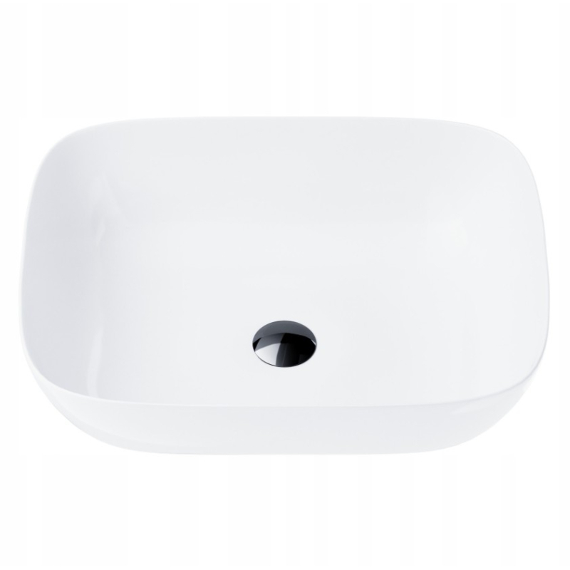 Umywalka nablatowa MONO prostokątna 500x400x145 mm z korkiem czarnym CORSAN UC5597BL