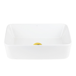 Umywalka nablatowa ango prostokątna 480x295x135 mm z korkiem złotym CORSAN UC5627GL