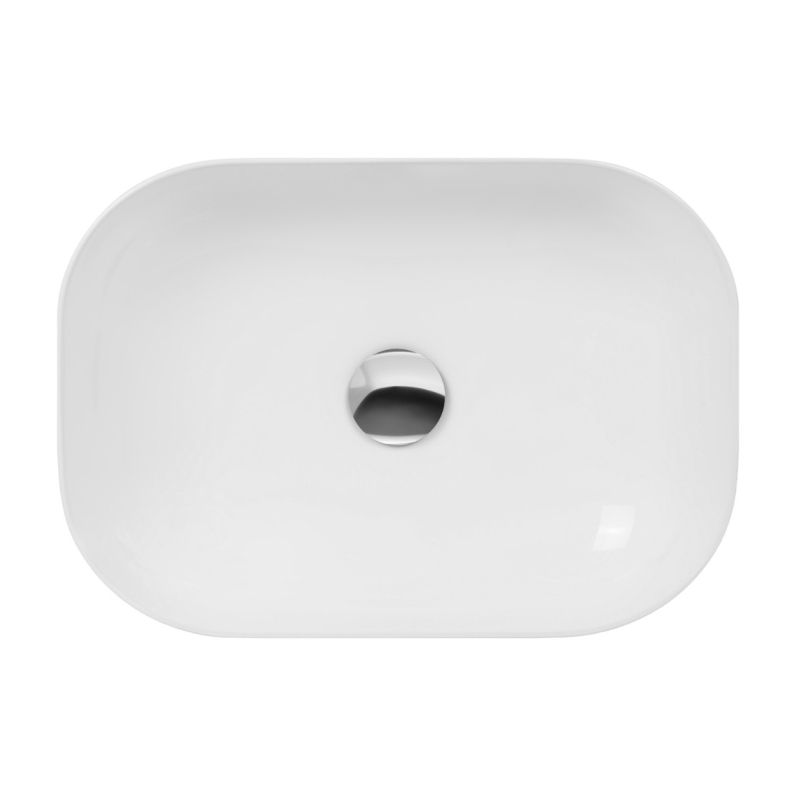 Umywalka nablatowa MONO prostokątna 460x320x140 mm z korkiem chrom CORSAN UC5603CH