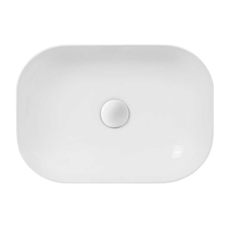 Umywalka nablatowa MONO prostokątna 460x320x140 mm z korkiem białym CORSAN UC5603WH