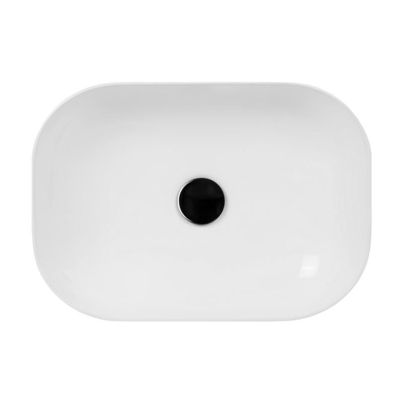 Umywalka nablatowa MONO prostokątna 460x320x140 mm z korkiem czarnym CORSAN UC5603BL