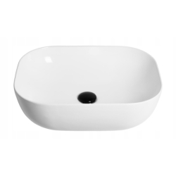 Umywalka nablatowa MONO prostokątna 460x320x140 mm z korkiem czarnym CORSAN UC5603BL