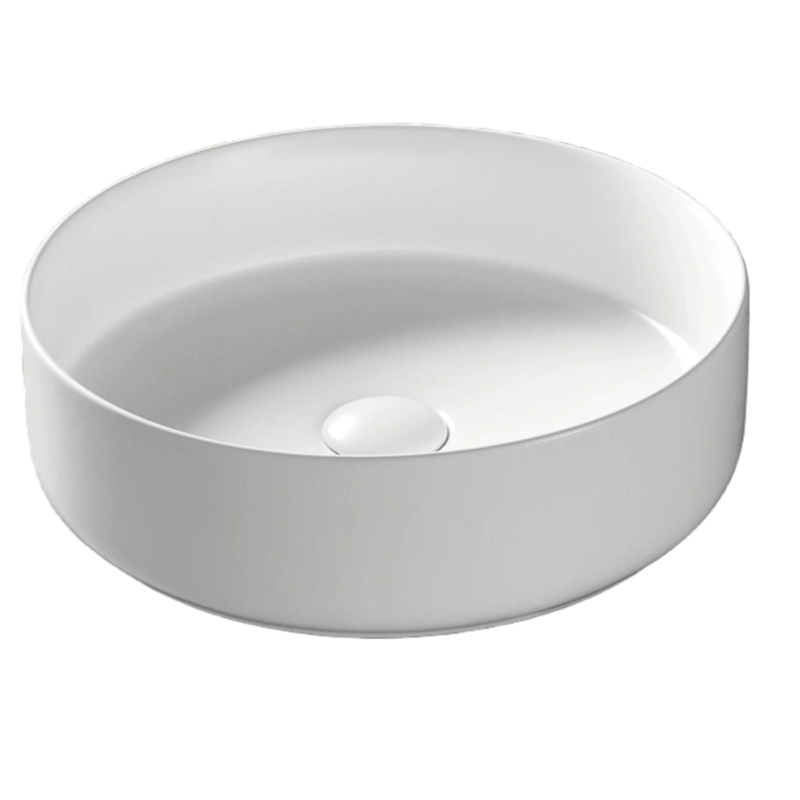 Umywalka nablatowa LUGO okrągła 360x120 mm z korkiem białym CORSAN UC5665WH