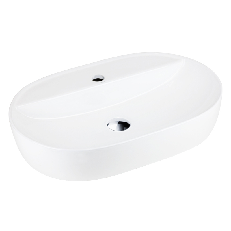 Umywalka nablatowa OLVENA 600x400x120mm otwór na baterię chromowany korek CORSAN UC5658CH