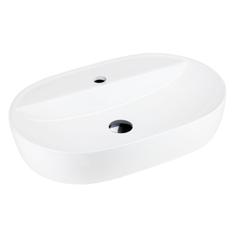 Umywalka nablatowa OLVENA 600x400x120mm otwór na baterię czarny korek CORSAN UC5658BL