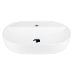 Umywalka nablatowa OLVENA 600x400x120mm otwór na baterię czarny korek CORSAN UC5658BL