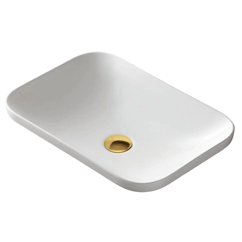 Umywalka wpuszczana w blat INTERO 430x380x140 mm z korkiem złotym CORSAN UC5672GL