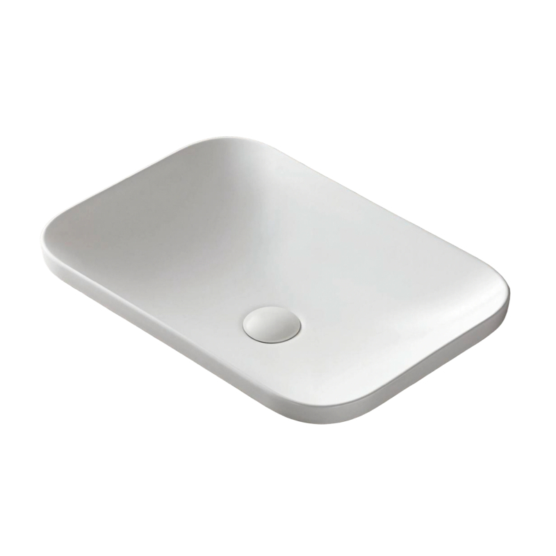 Umywalka wpuszczana w blat INTERO 530x370x155 mm z korkiem białym CORSAN UC5689WH