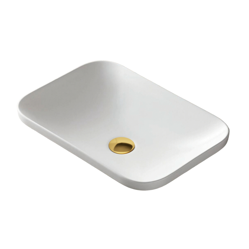 Umywalka wpuszczana w blat INTERO 530x370x155 mm z korkiem złotym CORSAN UC5689GL