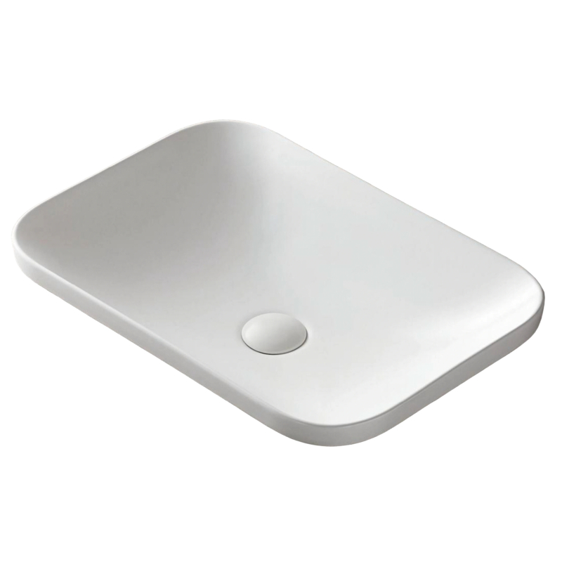 Umywalka wpuszczana w blat INTERO 600x370x145 mm z korkiem białym CORSAN UC5696WH