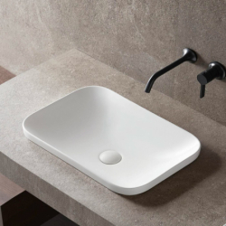 Umywalka wpuszczana w blat INTERO 600x370x145 mm z korkiem białym CORSAN UC5696WH