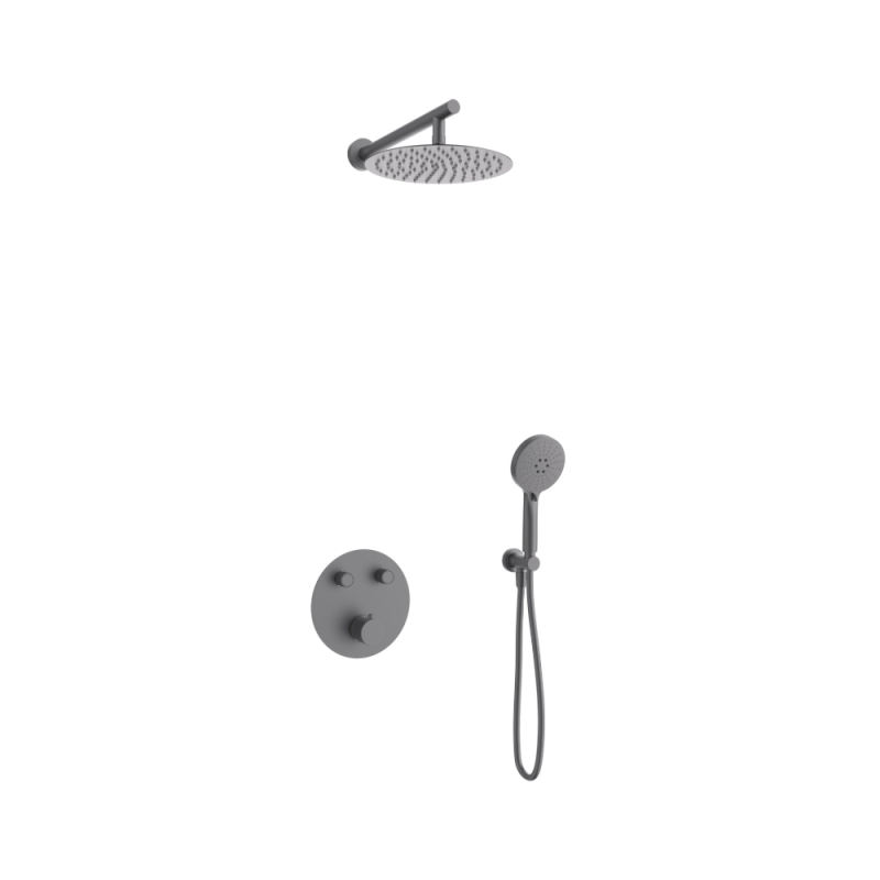 Zestaw prysznicowy podtynkowy LUGO deszczownica 25cm termostat słuchawka prysznicowa gunmetal CORSAN Z04TGM