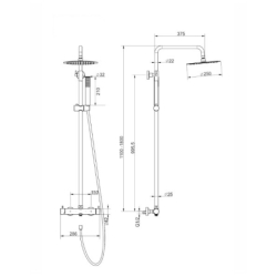 Kolumna prysznicowa LUGO deszczownica 25cm stal szczotkowana CORSAN CMN01MBSL
