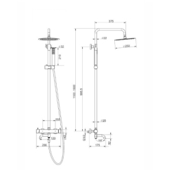 Kolumna prysznicowa LUGO deszczownica 25cm wylewka obrotowa stal szczotkowana CORSAN CMN01MBSLW