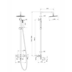 Kolumna prysznicowa LUGO deszczownica 25cm termostat wylewka obrotowa stal szczotkowana CORSAN CMN01TBSLW