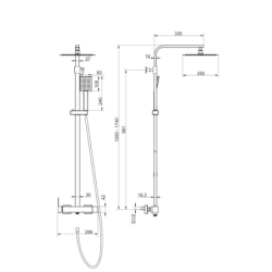 Kolumna prysznicowa ANGO deszczownica 25cm stal szczotkowana CORSAN CMN02MBSL