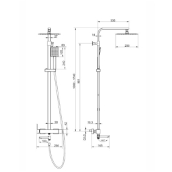 Kolumna prysznicowa ANGO deszczownica 25cm wylewka obrotowa stal szczotkowana CORSAN CMN02MBSLW