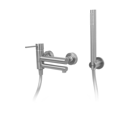 Bateria wannowa ścienna LUGO z zestawem natryskowym stal szczotkowana CORSAN CMZ7541BSL