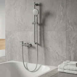 Zestaw prysznicowy z baterią LUGO stal szczotkowana CORSAN CMZ7551BSL