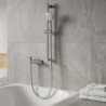 Zestaw prysznicowy z baterią LUGO stal szczotkowana CORSAN CMZ7551BSL