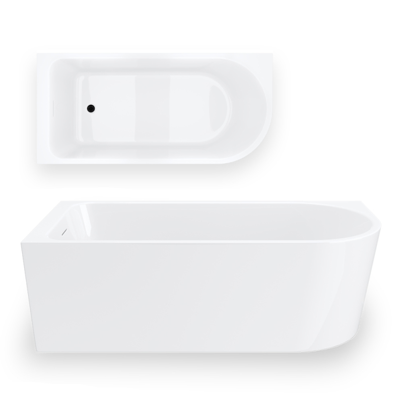 Wanna narożna INVELIA 160x75cm montaż lewostronny przelew szczelinowy korek klik klak czarny CORSAN V220LLBL