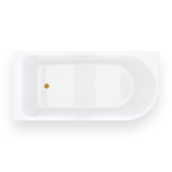 Wanna narożna INVELIA 160x75 cm montaż lewostronny przelew szczelinowy korek klika klak złoty CORSAN V220LLGL