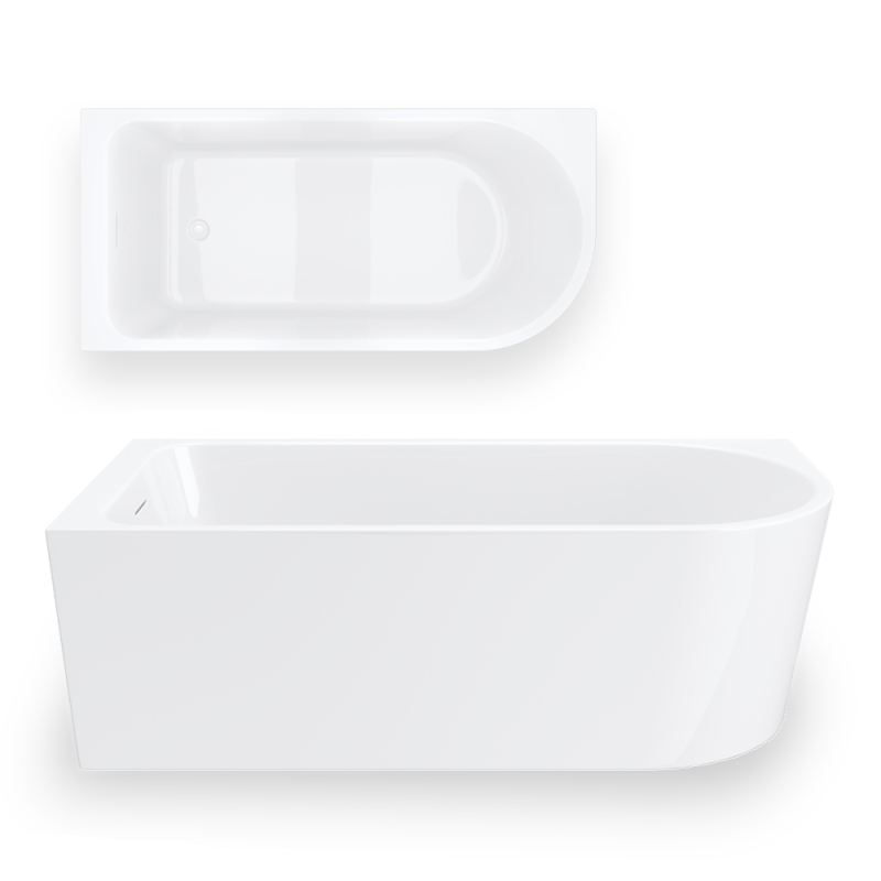 Wanna narożna INVELIA 160x75 cm montaż lewostronny przelew szczelinowy korek klik klak biały CORSAN V220LLWH