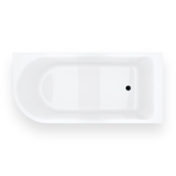 Wanna narożna INVELIA 160x75 cm montaż prawostronny przelew szczelinowy korek klik klak czarny CORSAN V220LPBL