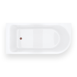 Wanna narożna INVELIA 170x80 cm montaż lewostronny przelew szczelinowy korek klik klak miedź szczotkowana CORSAN V220XLLBRG