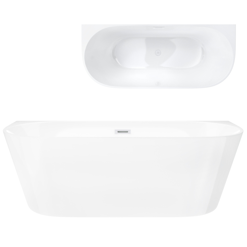 Wanna przyścienna wolnostojąca MONO 170 x80 cm korek klik-klak biały CORSAN E029XLWH