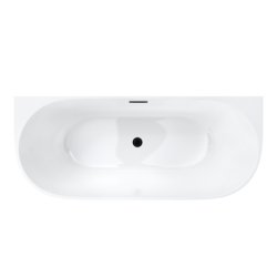 Wanna przyścienna wolnostojąca MONO 150 x74 cm korek klik-klak czarny CORSAN E029MBL