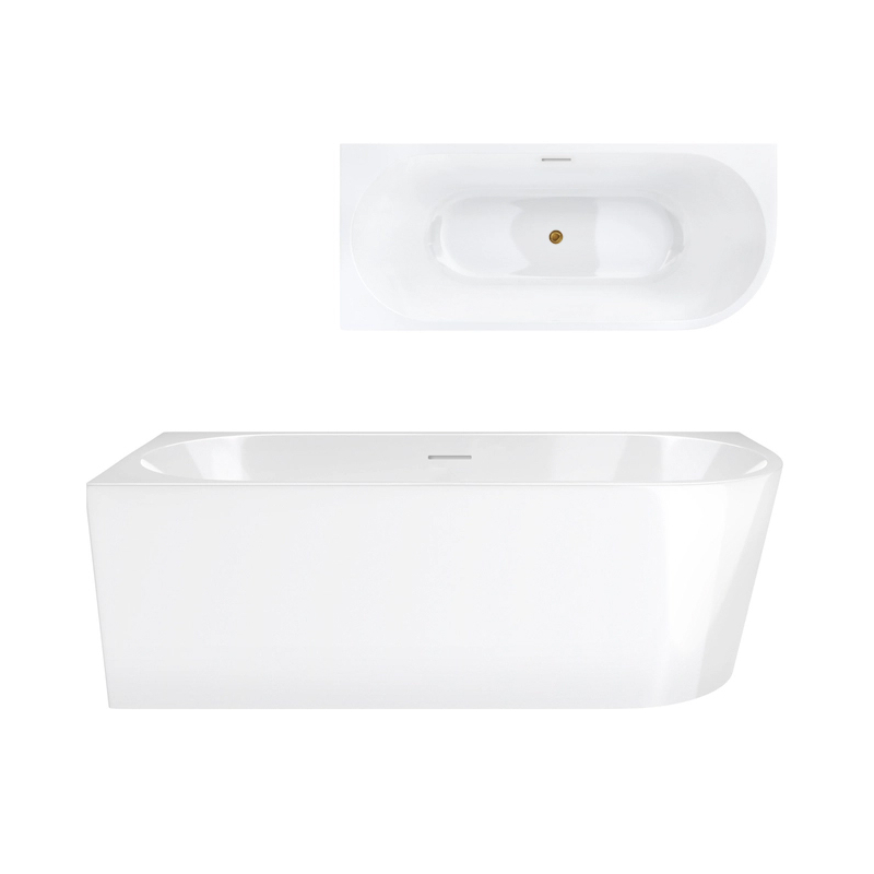 Wanna narożna INTERO 160 cm montaż lewostronny przelew szczelinowy korek klik klak złoty CORSAN V230LLGL